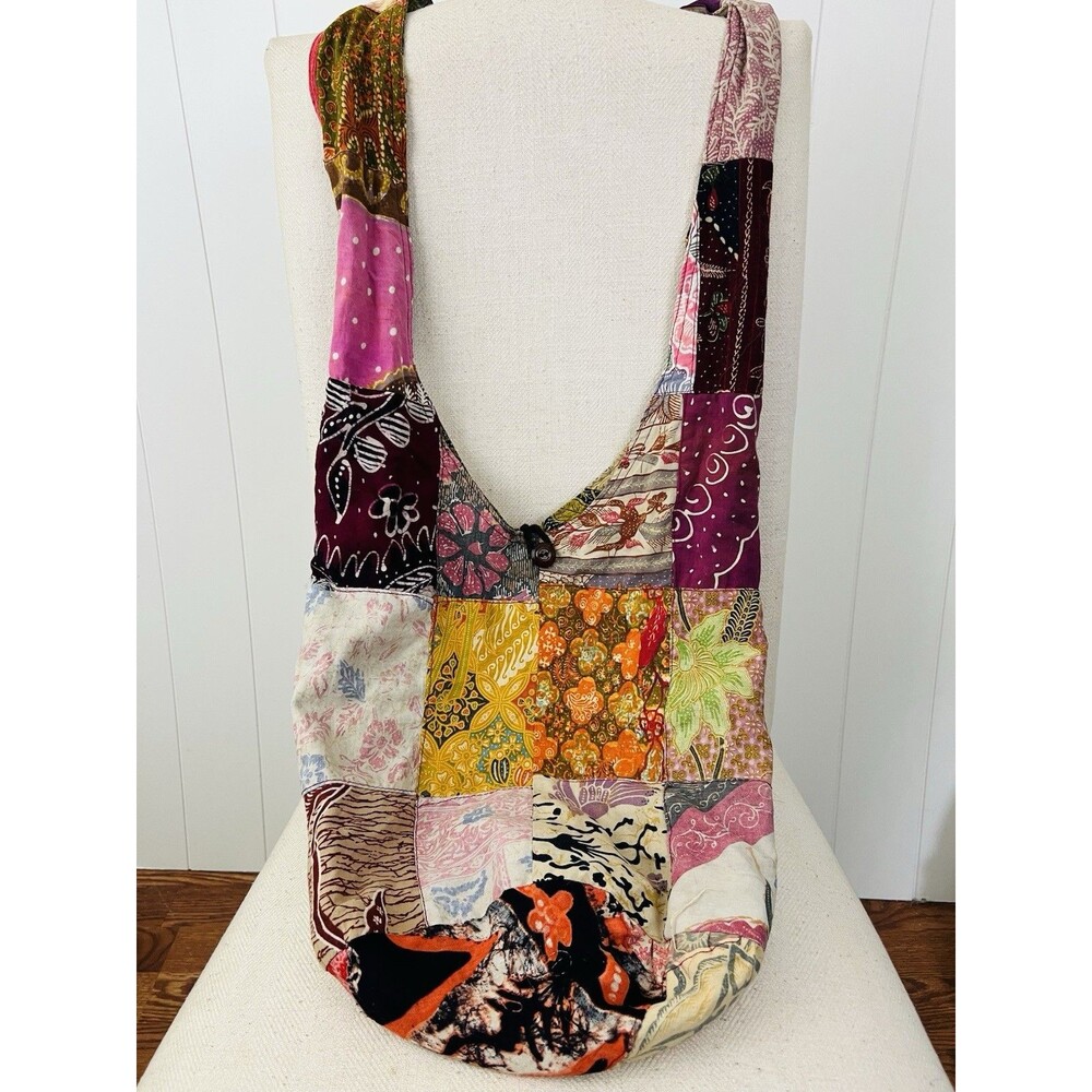 Large Patchwork Quilted Boho Hippie Gypsy Crossbody Bag Purse 100% Cotton